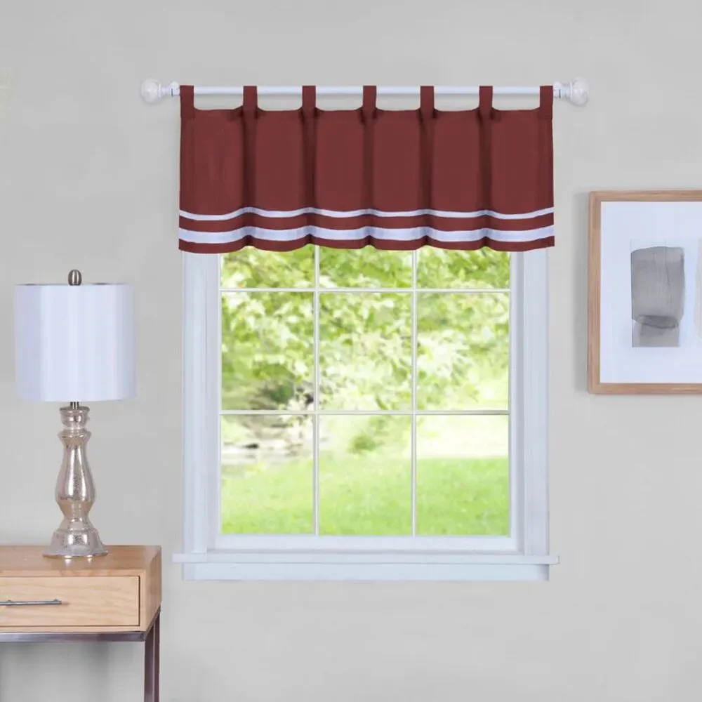 Woven Trends 3-Piece Solid Stripes Kitchen Curtains, Valance for Kitchen